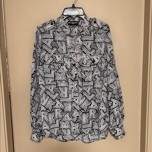 Karl Lagerfeld Black and White Geometric Women’s Shirt